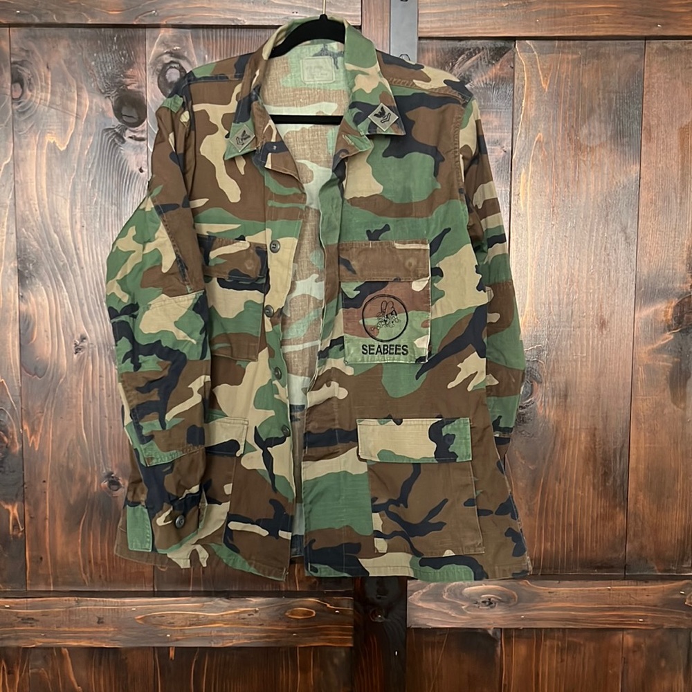 Vintage Large Camo Camouflage Seabees Jacket